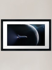 Listing image for SpaceX BFR Passing the Moon Framed Framed Wall Art Poster Canvas Print Picture