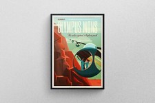 Listing image for SpaceX travel poster, Summit Olympus Mons Mars illustration art print