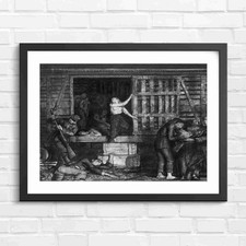 Listing image for Dark Historical War Scene Drama Black & White Framed Wall Art Print Large